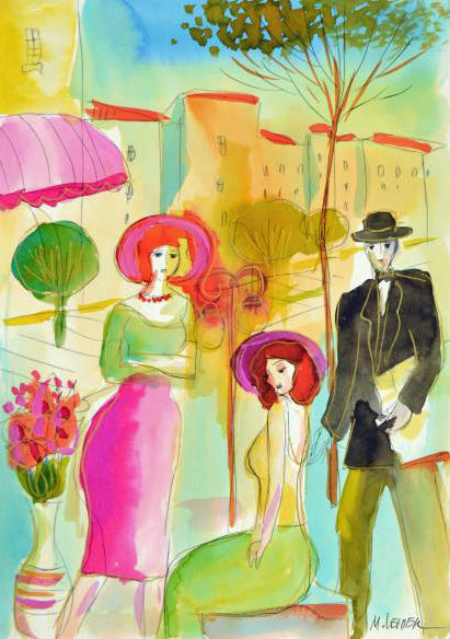 Moshe Leider Untitled Original Watercolor Painting Artist Hand Signed