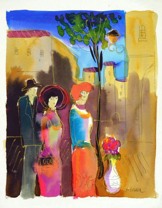 Moshe Leider Untitled Original Watercolor Painting Artist Hand Signed