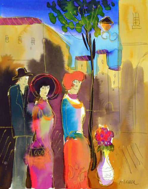 Moshe Leider Untitled Original Watercolor Painting Artist Hand Signed