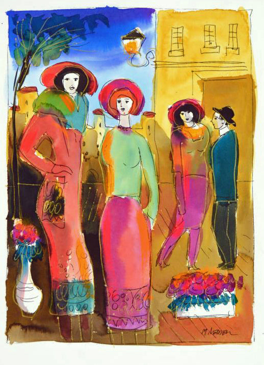 Moshe Leider Untitled Original Watercolor Painting Artist Hand Signed