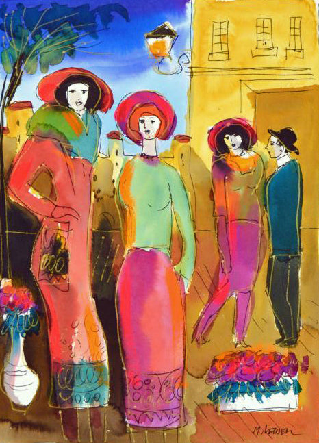 Moshe Leider Untitled Original Watercolor Painting Artist Hand Signed