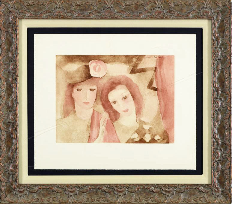 Two Women Marie Laurencin Lithograph Print Artist Plate Signed and Framed