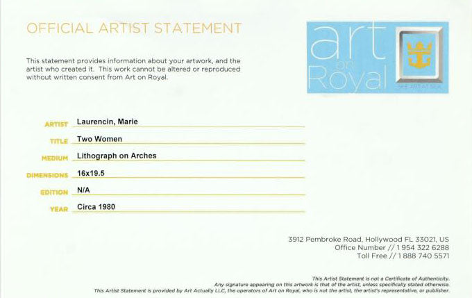 Two Women Marie Laurencin Lithograph Print Artist Plate Signed and Framed