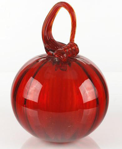 Mariusz Rynkiewicz Hand Blown Glass Pumpkin Sculpture Artist Hand Signed