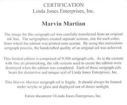 Marvin Martian Chuck Jones Sericel Artist Stamped Signed