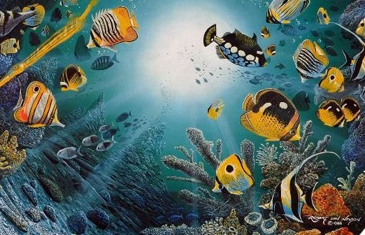 Menehunes of Hanalei Robert Lyn Nelson Mixed Media Print Artist Hand Signed and Numbered