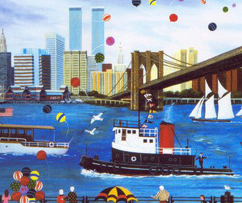 Beneath The Brooklyn Bridge Jane Wooster Scott Lithograph Print Artist Hand Signed and Numbered