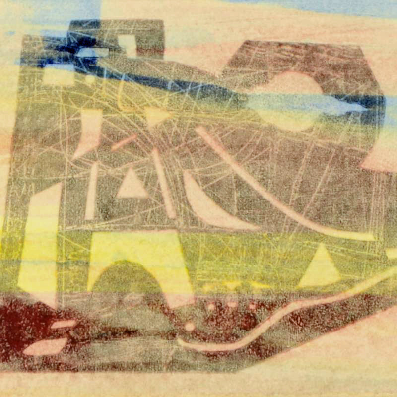 Neal Doty Original Mixed Media Linocut Artist Hand Signed Framed