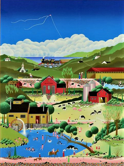 Skinny Dipping Nobuo Watanabe Serigraph Print on Wood Panel Artist Hand Signed and Numbered