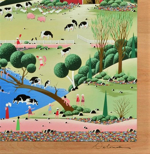 Skinny Dipping Nobuo Watanabe Serigraph Print on Wood Panel Artist Hand Signed and Numbered