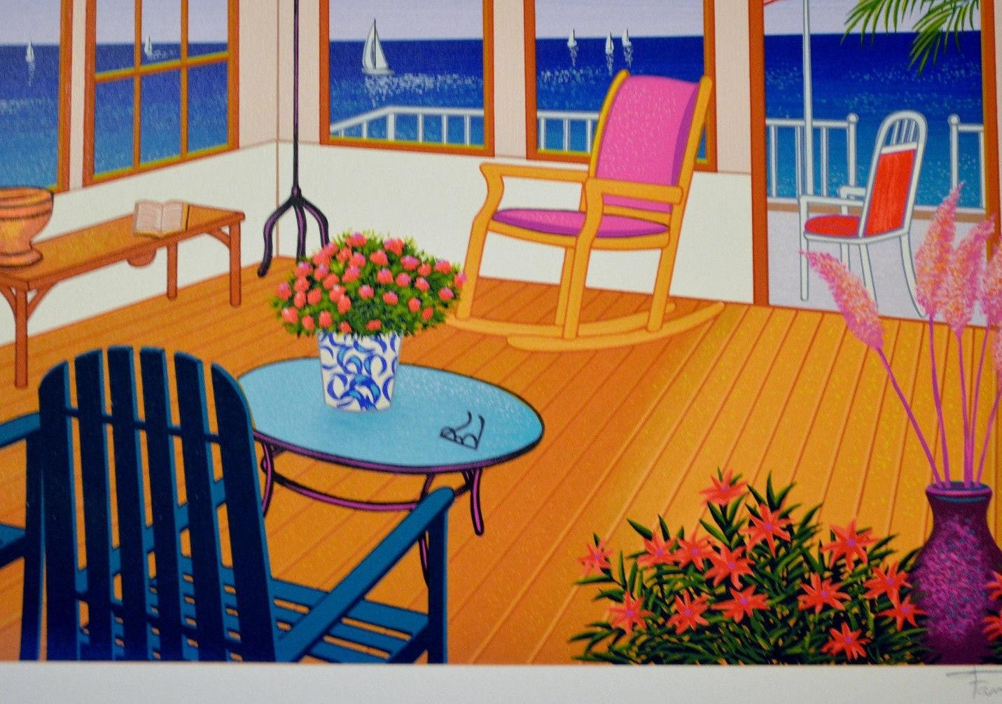 New England Villa Fanch Ledan Serigraph Print Artist Hand Signed and Numbered