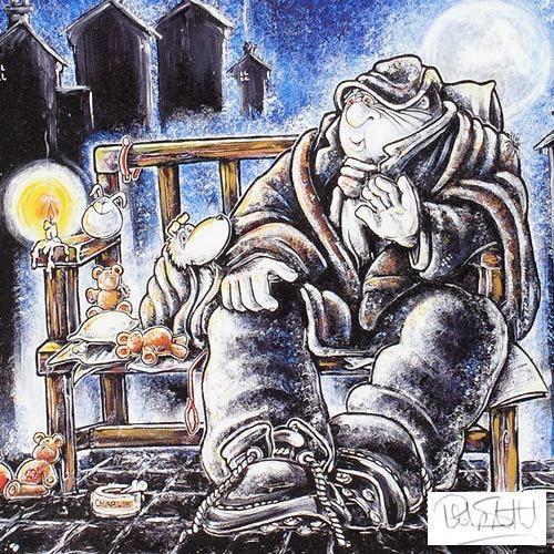 Nite Nite Charlie Philip Stuttard Giclée on Canvas Board Artist Hand Signed Numbered and Framed