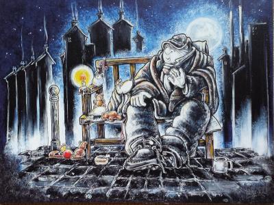 Nite Nite Charlie Philip Stuttard Giclée on Canvas Board Artist Hand Signed Numbered and Framed