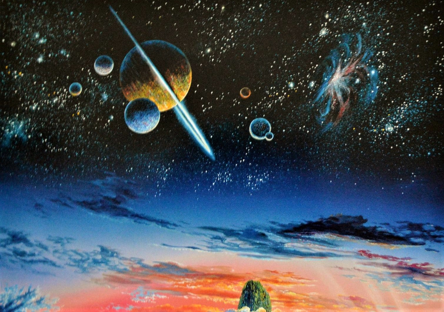 Oasis Robert Lyn Nelson Mixed Media Print Artist Hand Signed and Numbered