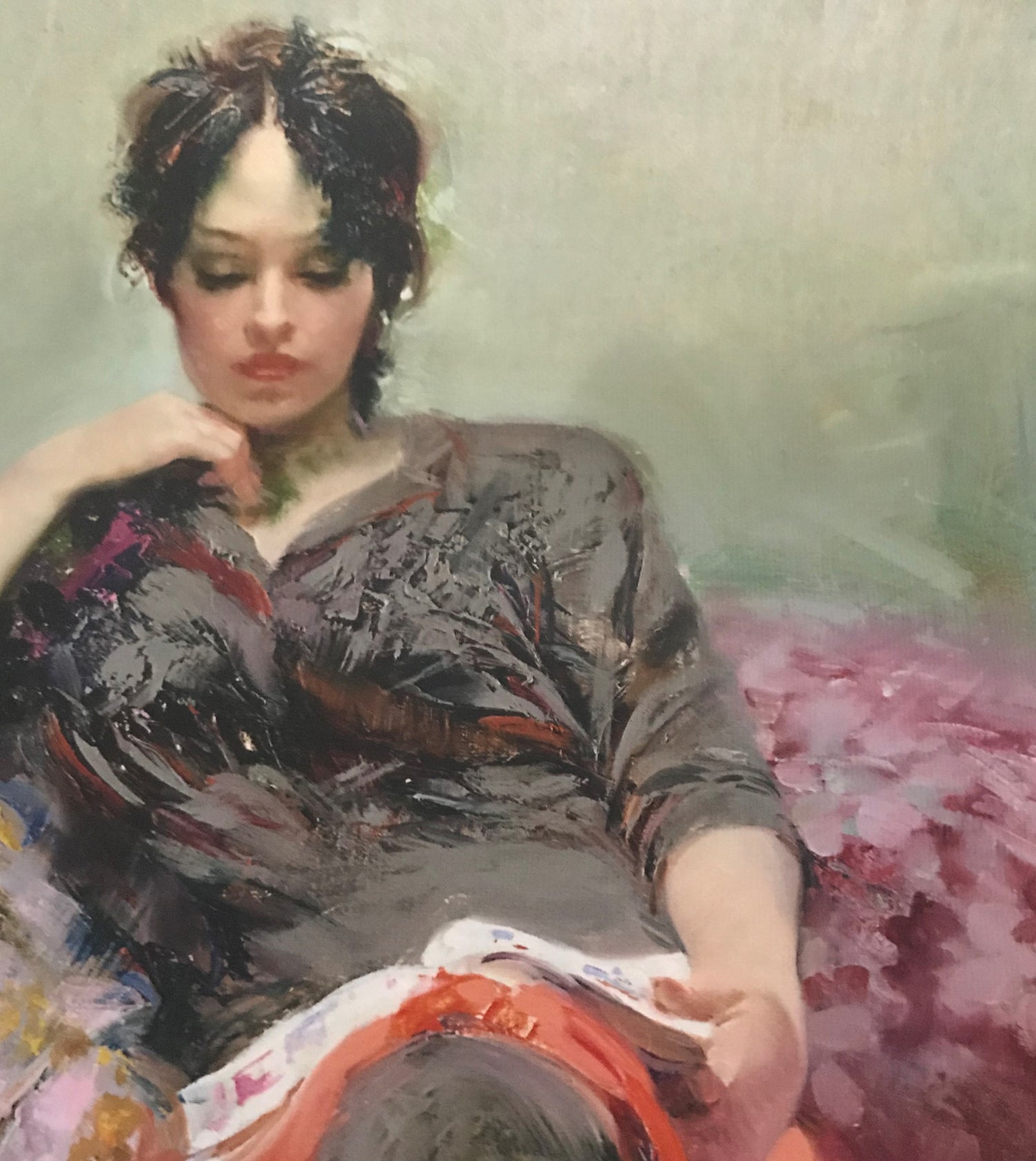 Her Favorite Book Pino Daeni Canvas Giclée Print Artist Hand Signed and Numbered