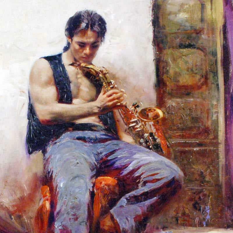 Music Lover Pino Daeni Canvas Giclée Print Artist Hand Signed Numbered and Framed