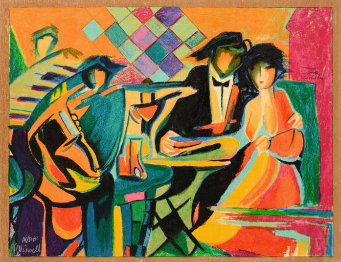 The Jazz Club Philip Maxwell Canvas Serigraph Print Artist Hand Signed and Numbered