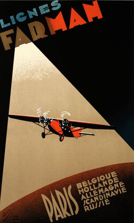 Farman Airlines RE Society Hand Pulled Lithograph Print Hand Signed and Numbered