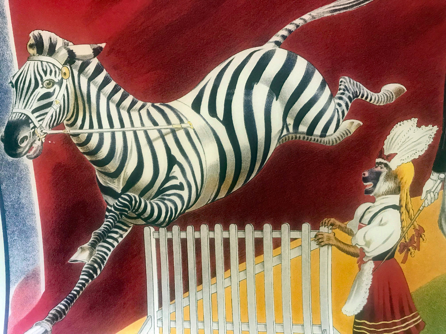 Grais Zebra and Baboons RE Society Hand Pulled Lithograph Print Signed Numbered