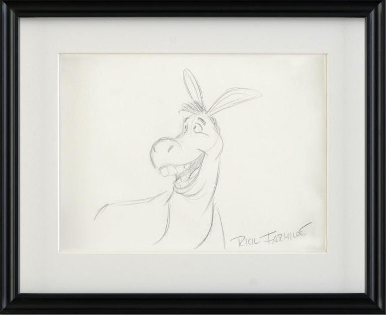 Rick Farmiloe The Talking Donkey Original Pencil Sketch Artist Hand Signed and Framed