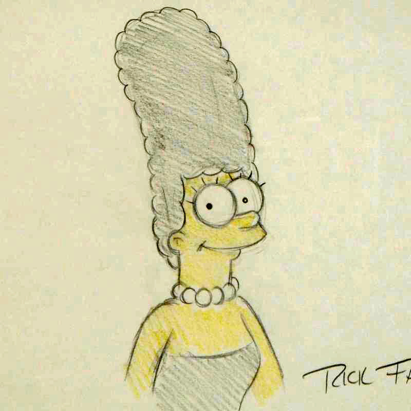 Marge Simpson Rick Farmiloe Hand Signed Original Color Pencil Sketch Framed