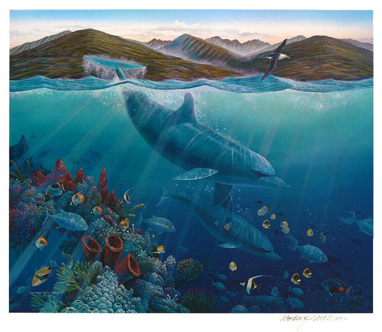 Lahaina Sea Flight Robert Lyn Nelson Mixed Media Print Artist Hand Signed and Numbered