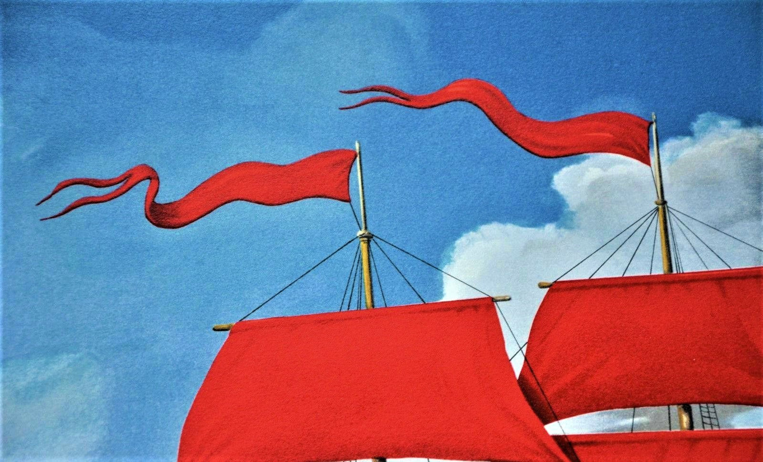 Red Rose Ship Rafal Olbinski Hand Pulled Lithograph Print Artist Hand Signed and Numbered