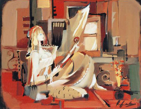 Playing Music Rafael Saryan Artist Proof Canvas Giclée Print Hand Signed and AP Numbered