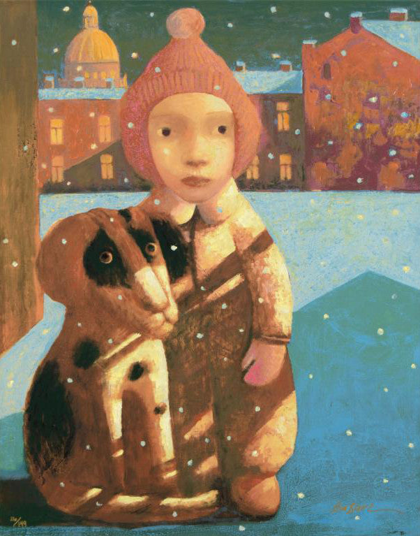 Best Friends Sasha Bassari Serigraph Hand Embellished Canvas Print Artist Hand Signed and HC Numbered