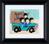 Beatles Or Bust Sericel with Full Color Lithograph Background by DenniLu Framed