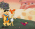 The Flintstones Walking Dino Hanna Barbera Animation Art Sericel with Full Color Lithograph Background