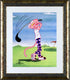 Pink Panther Golfing MGM and United Artists Sericel with a Full Color Lithograph Background Framed