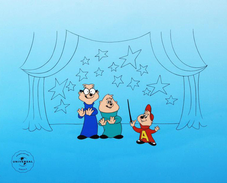 Alvin and the Chipmunks Universal Studios Sericel with Full Color Background