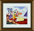The Flintstones Family Car Hanna Barbera Animation Art Sericel with Full Color Background Framed