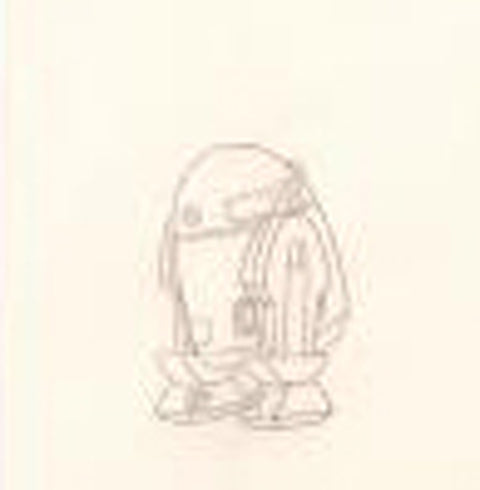 R2-D2 & Gaff Lucasfilm Triptych with two Original Pencil Production Drawings on Studio Animation Paper and One Hand Painted Animation Cel Framed