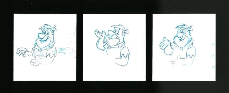 Fred Flintstone Scott Shaw Pencil Production Animation Drawings Artist Hand Signed and Matted