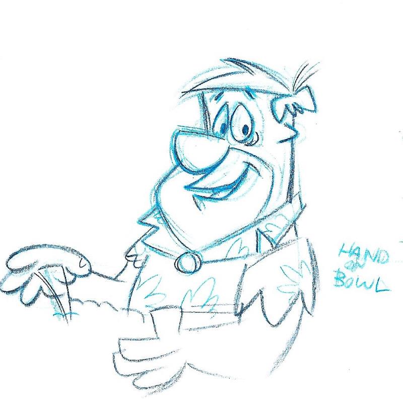 Fred Flintstone Scott Shaw Pencil Production Animation Drawings Artist Hand Signed and Matted