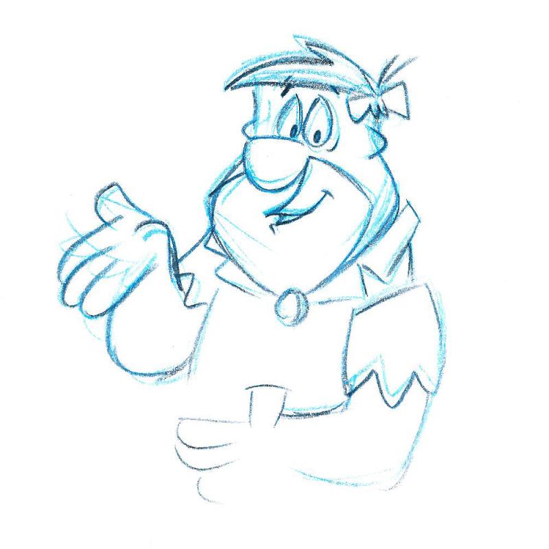 Fred Flintstone Scott Shaw Pencil Production Animation Drawings Artist Hand Signed and Matted