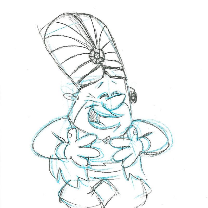 Barney Rubble Scott Shaw Pencil Production Animation Drawings Artist Hand Signed and Matted