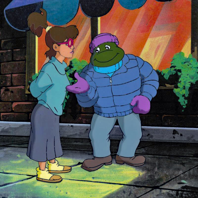 Teenage Mutant Ninja Turtles Hand Painted Production Animation Cel and Full Color Background