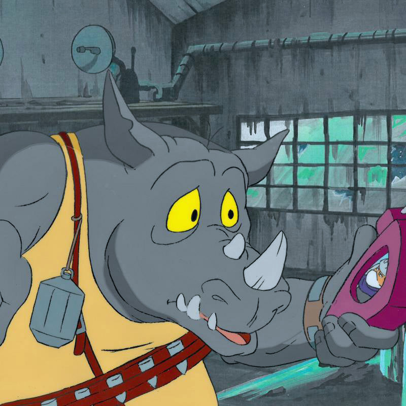 Teenage Mutant Ninja Turtles Hand Painted Production Animation Cel and Full Color Background