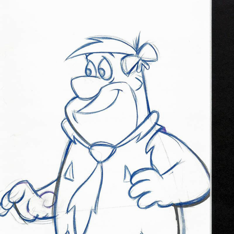 Fred Flintstone Hanna Barbera Pencil Production Animation Drawings Matted