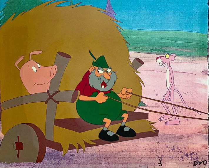 The Pink Panther Show MGM United Artists Original Production Animation Cel with Paired Pencil Sketch