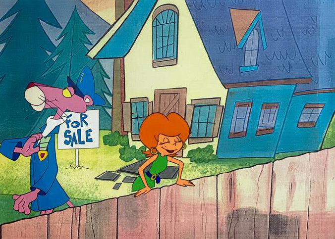 The Pink Panther Show MGM United Artists Production Animation Cel and Paired Pencil Sketch