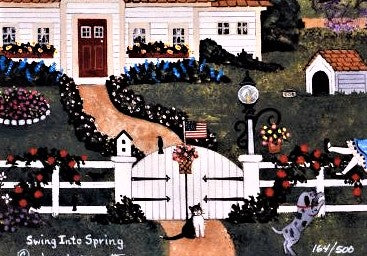 Swing Into Spring Jane Wooster Scott Offset Lithograph Print Artist Hand Signed and Numbered