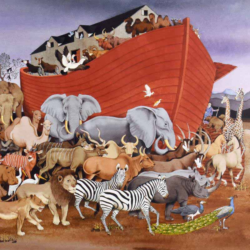 Noah and the Animals Tony Chen Artist Proof Lithograph on Paper Artist Hand Signed and AP Numbered