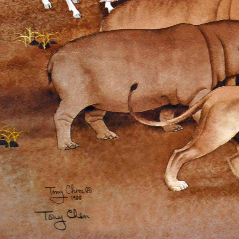 Noah and the Animals Tony Chen Artist Proof Lithograph on Paper Artist Hand Signed and AP Numbered