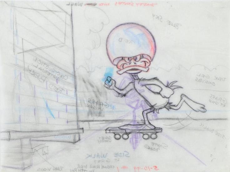 Daffy Duck Tom Ray Original Pencil Layout Drawing Widow Brenda Ray Hand Signed