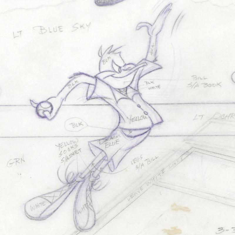 Daffy Duck Tom Ray Original Pencil Layout Drawing Brenda Ray Hand Signed