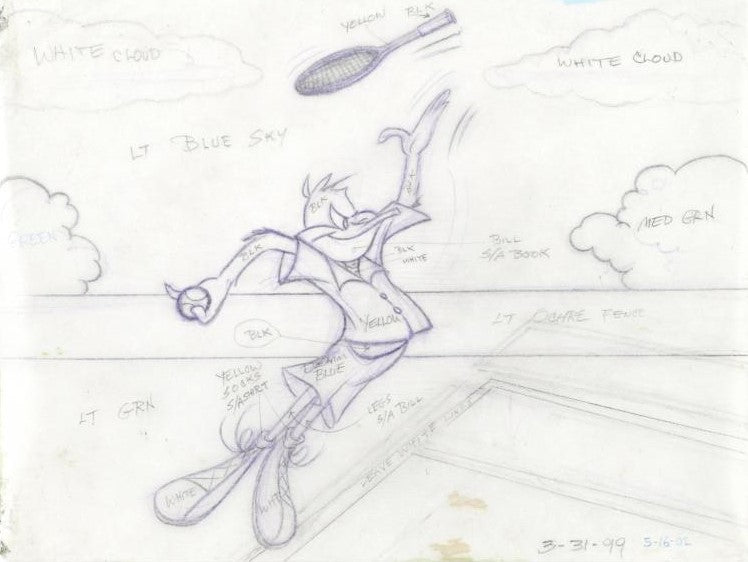 Daffy Duck Tom Ray Original Pencil Layout Drawing Brenda Ray Hand Signed